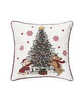 C&F Home Festive Dogs Around Tree 18" x 18" Embellished Throw Pillow