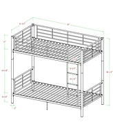 Slickblue Twin over Twin Sturdy Steel Metal Bunk Bed with Safety Rails and Ladder