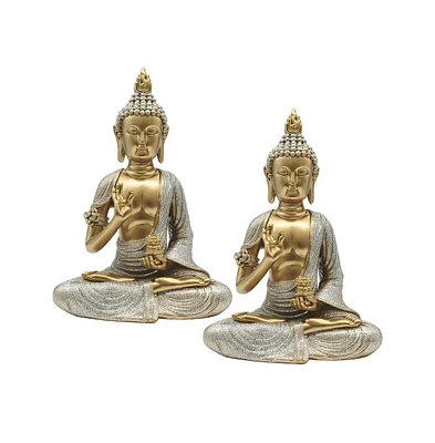 Fc Design "2-pc Set" 8.5"H Gold Thai Buddha in Teaching Pose Figurine Statue Ornament Home Room Office Decor and Perfect Ideas for Housewarming, Holid