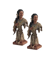 Fc Design "2-pc Set" 12"H Indian Woman Bust Statue Native American Figurine Statue Ornament Home Room Office Decor and Perfect Ideas for Housewarming,