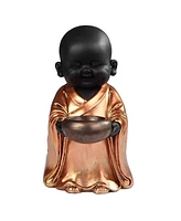 Fc Design "2-pc Set" 7"H Standing Little Buddhist Monk with Alms Bowl in Gold and Black Figurine Statue Ornament Home Room Office Decor and Perfect Id