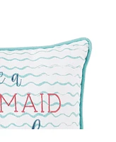 10" x 10" Make Waves Mermaid Embroidered Small Petite Throw Pillow