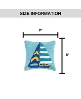 C&F Home 8" x 8" Sailboat Stripe Small Petite Hooked Throw Pillow