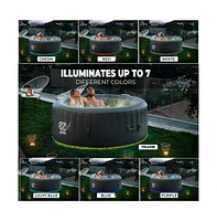 SereneLife 4-Seat Round Inflatable Hot Tub Spa with Led Lights & Remote Control