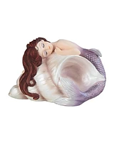 Fc Design "2-pc Set" 4.5"W Purple Tailed Baby Mermaid Sleeping on Ocean Sconce Shell Mergirl Figurine Statue Ornament Home Room Office Decor and Perfe