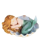 Fc Design "2-pc Set" 4.5"W Green Tailed Baby Mermaid Sleeping on Oyster Shell Mergirl Figurine Statue Ornament Home Room Office Decor and Perfect Idea