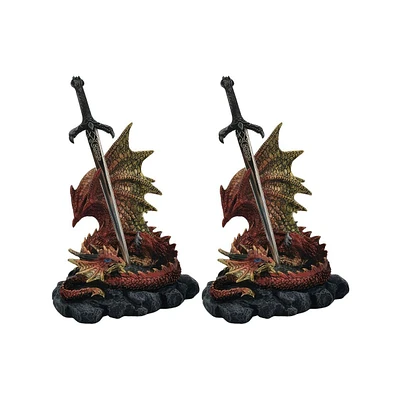 Fc Design "2-pc Set" 5.75"H Dragon Guarding Sword Figurine Statue Ornament Home Room Office Decor and Perfect Ideas for Housewarming