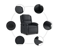 Recliner Chair Black Real Leather
