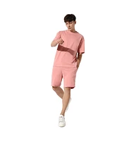 Campus Sutra Men's Oversized Solid Peach Casual Co-Ord Set