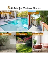 Costway 5 Pcs Patio Rattan Furniture Set Wood Top Table Cushioned Chairs Garden Yard Deck