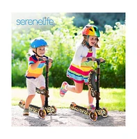 SereneLife Infinity 3-Wheel Kids Scooter With Led Wheels & Comfort Seat - Leopard