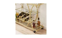 Slickblue Elegant Glass Bar Cart for Stylish Beverage Storage and Serving