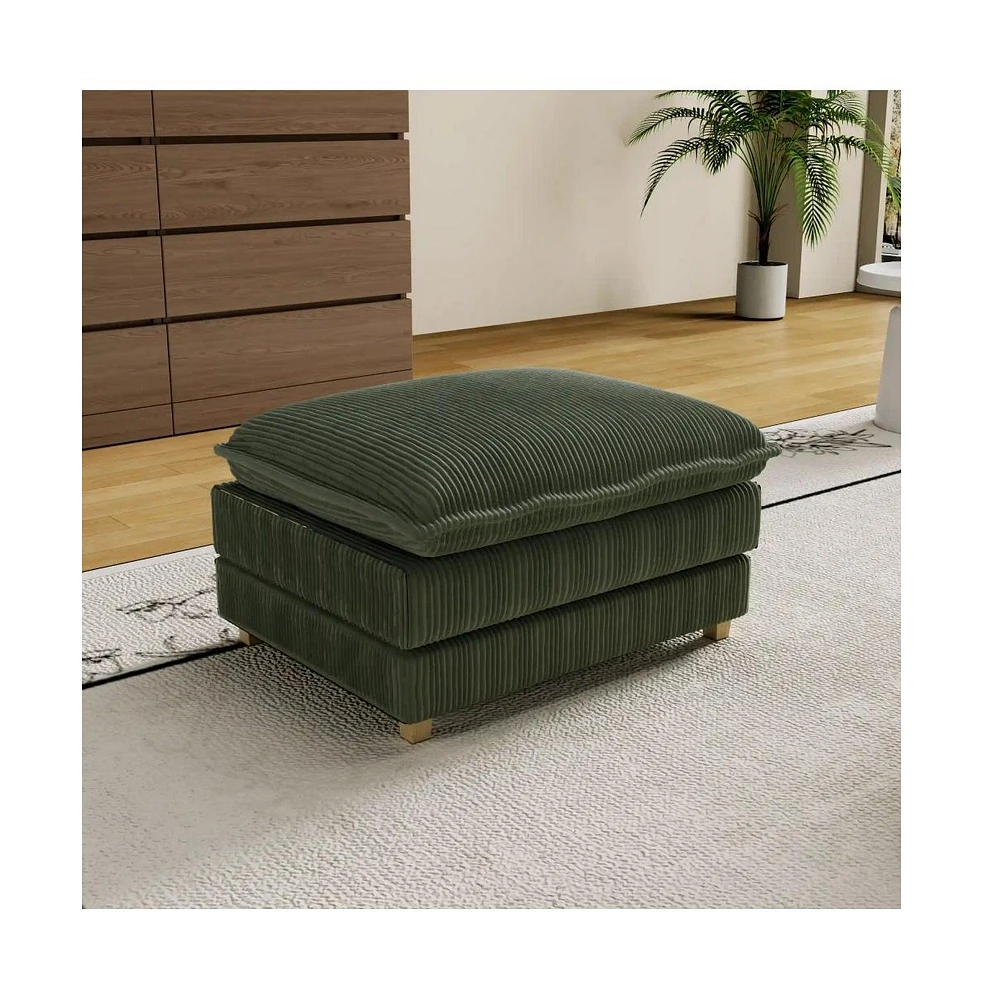 The Pop Home Corduroy Footrest Ottoman, Solid Wood Frame, Comfortable & Removable-The Pop Home