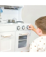 Chef Sounds Interactive Play Kitchen for Kids - Wooden Kitchen Playset with Lights, Sounds, and Accessories - White