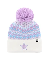 '47 Brand Big Girls White Dallas Cowboys Elsa Cuffed Knit Hat with Pom