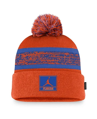 Jordan Men's Orange/Royal Florida Gators On-Field Peak Cuffed Knit Hat with Pom