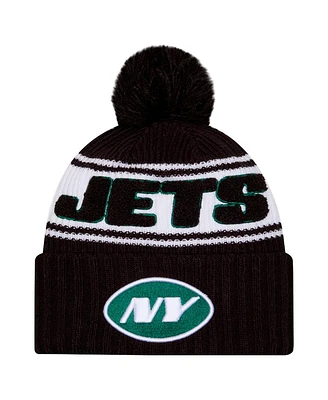 New Era Men's New York Jets 2024 Sideline Cuffed Knit Hat with Pom