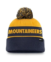 Nike Men's Gold/Navy West Virginia Mountaineers Primetime Peak Cuffed Knit Hat with Pom