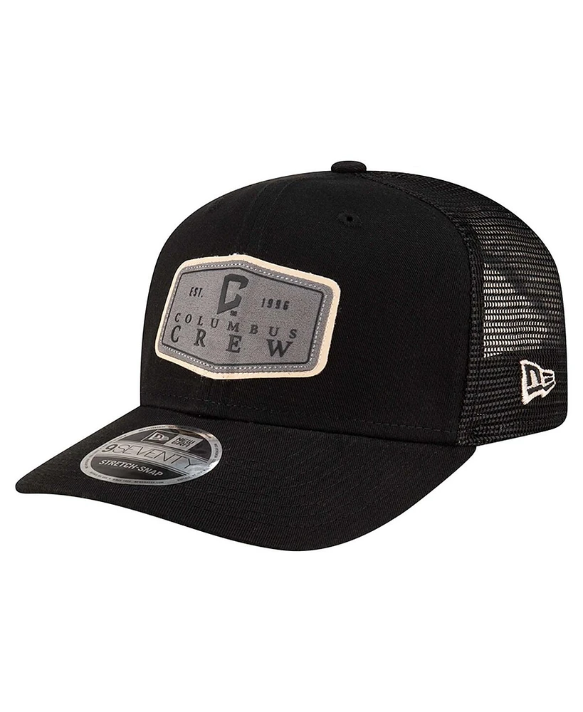 New Era Men's Black Columbus Crew Labeled 9SEVENTY Trucker Stretch-Snap Adjustable Hat