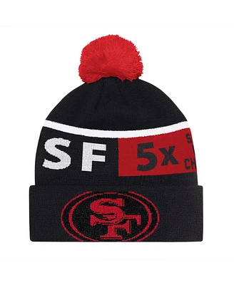 Starter Men's and Women's Black San Francisco 49ers Chyron Cuffed Knit Hat with Pom