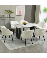 Dyhome Upholstered Fabric Dining Chairs with Black Metal Legs, Modern Curved Backrest Kitchen Chairs