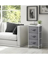 Sorbus Nightstand with 3 Drawers - Steel Frame, Wood Top & Easy Pull Fabric Bins Perfect for Home, Bedroom, Office College Dorm