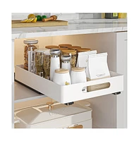 gaomon Pull Out Cabinet Organizer Heavy Duty Metal Slide Out Drawers for Kitchen Cabinets, Fixed with Adhesive Films, Slide Out Shelves for Kitchen Ba