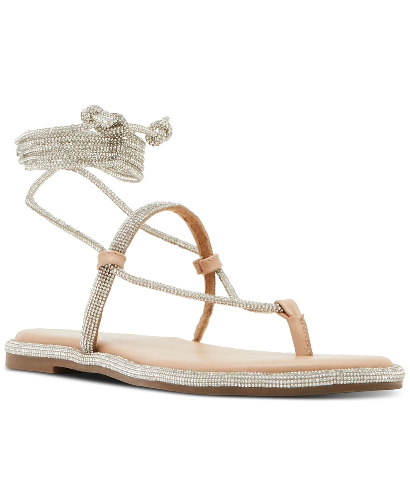 Madden Girl Glam Rhinestone Lace-Up Flat Sandals