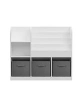 Lovmor Kids Bookcase and Bookshelf, Multifunctional Bookcase with 3 Collapsible Fabric Drawers