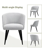 Dyhome Upholstered Fabric Dining Chairs with Black Metal Legs, Modern Curved Backrest Kitchen Chairs