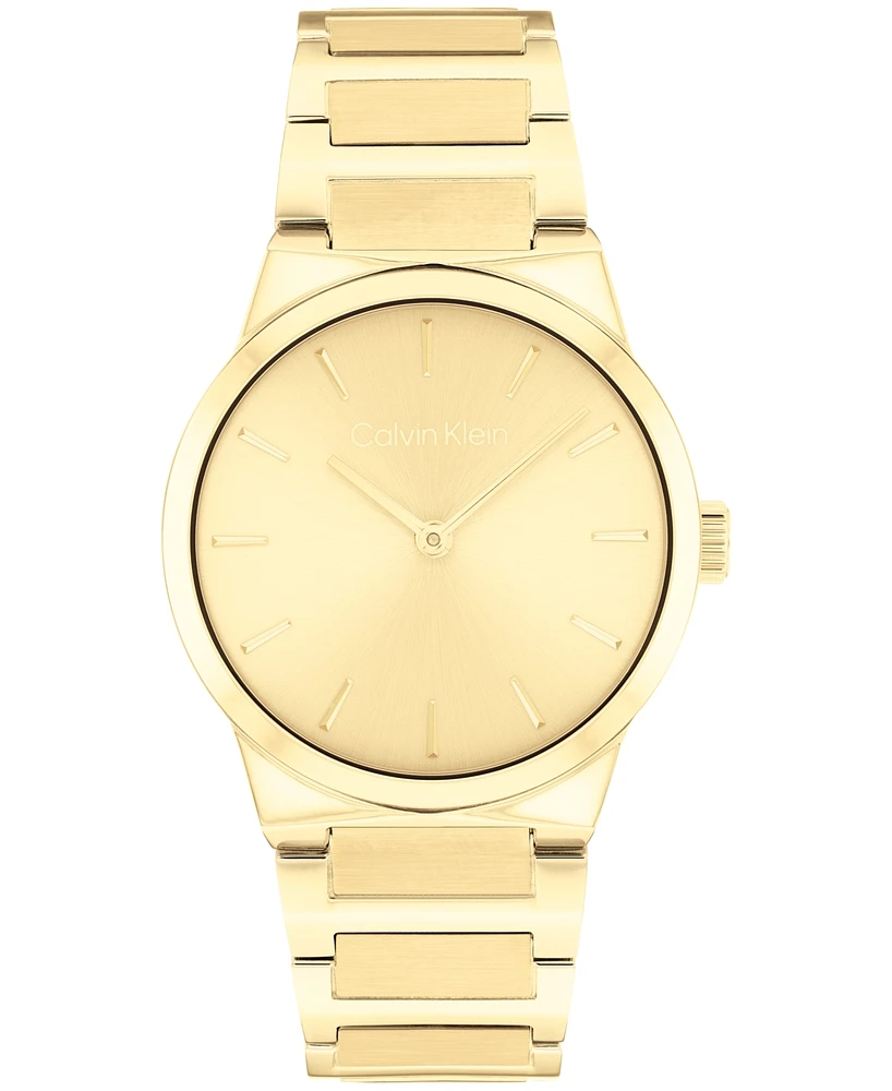 Calvin Klein Women's Ck Linear Elegance Gold Tone Stainless Steel Bracelet Watch, 32mm