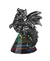 Fc Design "2-pc Set" 3.5"H Silver Dragon Standing on Pyramid Glass Figurine Statue Ornament Home Room Office Decor and Perfect Ideas for Housewarming,