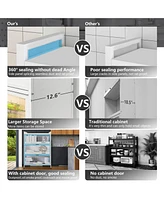 Mega Casa 3 Door Accent Cabinet, 4 Tier Kitchen Organizer Shelf, White