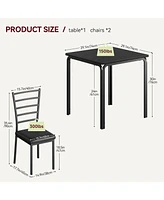 gaomon 3 Piece Dining Table Set for 2 Metal Frame Wood Kitchen Table and 2 Chairs Small Dining Furniture Set for Small Space Apartment Dining Room