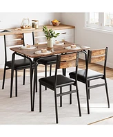 Dining Table for 4, Small Table and Chairs Set of 4, Square Dinette Set for 4, Dinner Table Set, 5 Piece Kitchen & Dining Room Sets for Small Space, A
