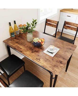 Dining Table for 4, Small Table and Chairs Set of 4, Square Dinette Set for 4, Dinner Table Set, 5 Piece Kitchen & Dining Room Sets for Small Space, A