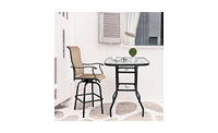 Slickblue Square Outdoor Bar Height Bistro Table with Tempered Glass Tabletop & Umbrella Hole