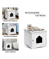 Gymax Weatherproof Multi-function Pet Cat House Outdoor Indoor Sidetable Nightstand