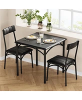 gaomon Dining Table Set Breakfast Nook with 2 Chairs Kitchen Dining Room Table Set for Dining Room, Dinette Compact Space-Saving,Metal Steel Frame