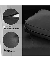 Drake Mid-century Modern Faux Leather Sofa with Movable Backrest Cushions