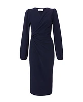 Quiz Women's Scuba Crepe Long Sleeve Wrap Midi Dress