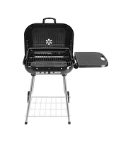 Slickblue Portable Charcoal Grill with Wheels and Foldable Side Shelf