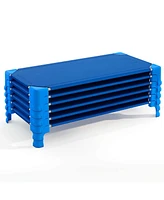 Costway 6 Pack Stackable Daycare Cots with Easy Lift Corners Heavy-Duty Metal Frame Kids