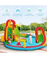Inflatable Water Slide Park with Climbing Wall Water Cannon and Splash Pool