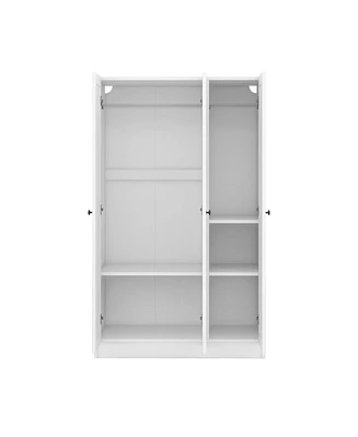 Slickblue Shutter Wardrobe with 3 Doors and Shelves for Bedroom or Closet