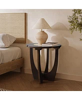 LuxenHome Dark Pine Wood Round Side and End Table