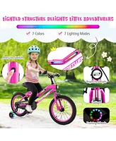 Costway 16" Led Lighted Kids Bike with Adjustable Seat Coaster Brake Training Wheels