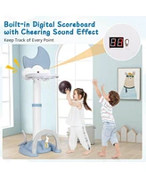 Costway 4-in-1 Toddlers Basketball Hoop with Basketball Soccer Golf and Ring Toss Game