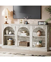 Tribesigns Farmhouse Console Table, 63-Inch Long Entryway Table with 3 Tier Storage, Wooden Rectangular Sofa Behind The Couch for Entrance, Hall