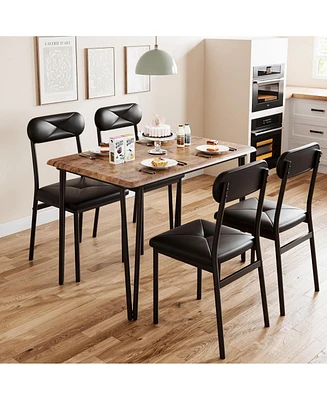 gaomon Dinner Table Set for 4,5 Piece Kitchen Table and Chairs,Rectangular Dining Room Table Set with 4 Upholstered Chair,Dinner Table Set for 4,Dinne